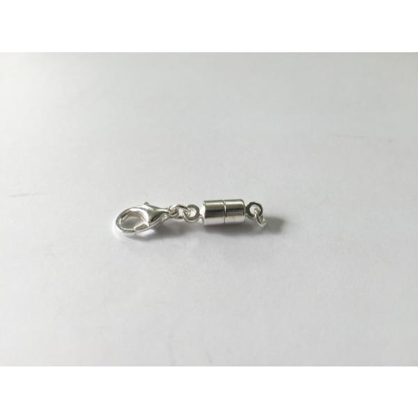 ネックレス用 シルバー色メッキ マグネット 便利なクラスプ付　5.0×30.0mm