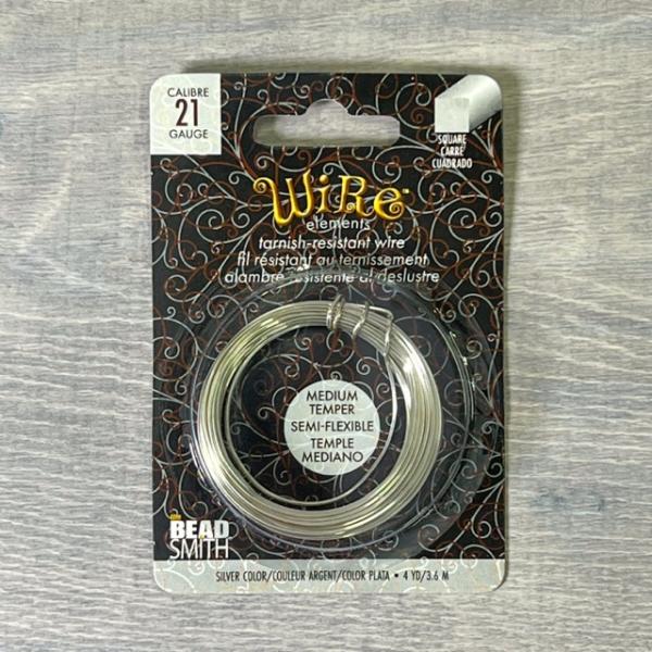 【クラフトワイヤー 】２１ゲージ シルバー カラー スクエア ツイスト ワイヤーエレメンツ Bead...