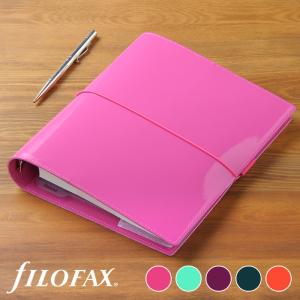 ファイロファックス システム手帳 ドミノ パテント A5サイズ 6穴 リング径30mm デスクサイズ 合皮 filofax Domino Patent エナメル 2022年ダイアリー付き