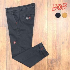 秋冬 BOB イタリー製チノパンツ 快適ストレッチ パッチワーク風 製品染 スリム ストレート アメカジ サーフ ストリート ハイエンド メンズ カジュアル ボブ