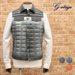g-stage 高品質 ダウンベスト 撥水 軽量 デニム プリント