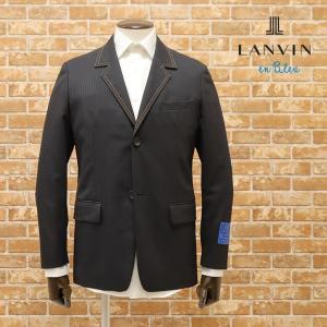 春夏 LANVIN en Bleu プリーツ カラージャケット 清涼 リネン混 無地