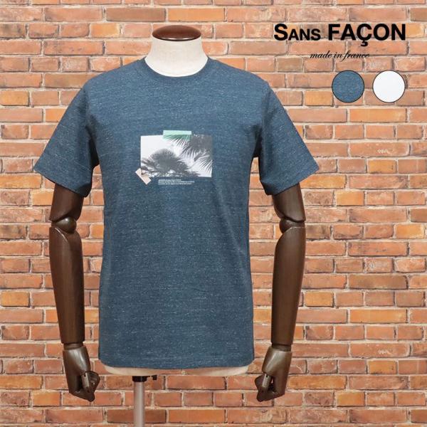 SANS FACON フォトプリント Tシャツ オーガニック綿 ジャージー快適 メランジ フランス製...
