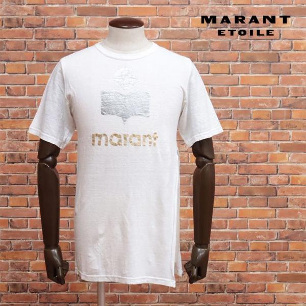 Isabel Marant Etoile Tシャツ 清涼 スラブ混ジャージー ロゴ箔プリント スリッ...