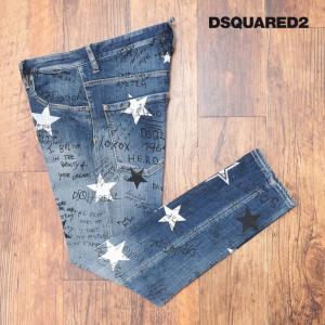 DSQUARED2 イタリー製デニムパンツ S71LB1063 SKATER JEAN ストレッチ◎ 総柄プリント 遊び心 個性 ストリート セレブ メンズ インポート｜artfish