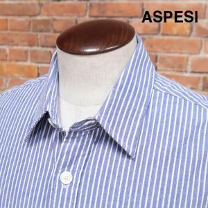 春夏 ASPESI ストライプ柄シャツ CE84 UT SHIRT 清涼サッカー 涼しい リゾート マリン 爽やか 長袖  シャツジャケット ヌケ感 メンズ 大人 artfish｜artfish