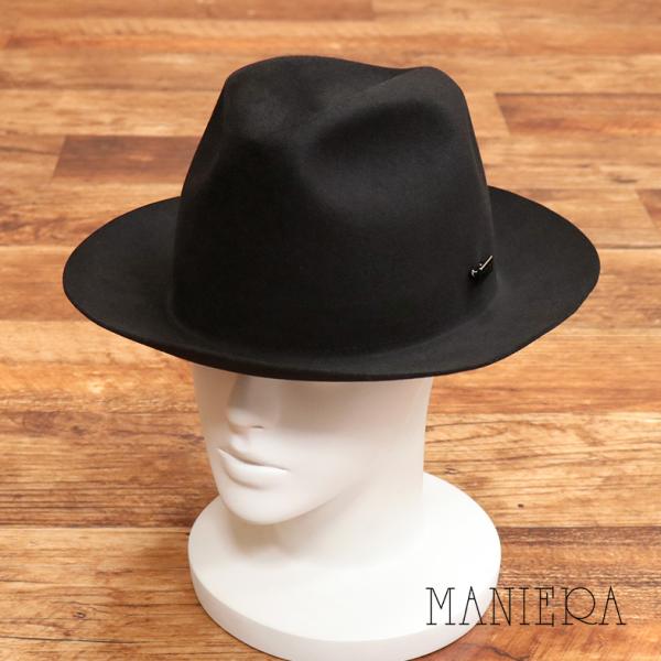 【期間限定ポイント10倍】MANIERA ウール 中折れハット フェルトハット 日本製 帽子 シンプ...