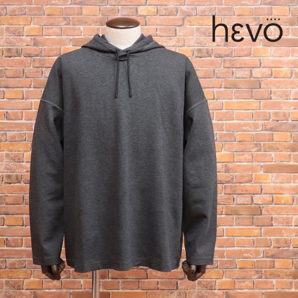 24秋冬 Hevo イタリア製パーカー TUGLIE ジャージー伸縮 無地 リラックス イーヴォ メ...