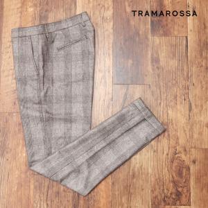 【期間限定ポイント10倍】秋冬 TRAMAROSSA 美脚パンツ LUIS REGULAR ウール混フラノ グレンチェック柄 上品 メンズ トラマロッサ
