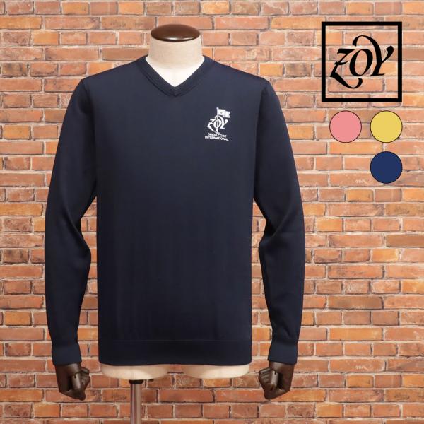 ZOY 長袖ニット 071424700  Vネック 撥水 抗菌 防臭 ロゴ刺繍 通年 オールシーズン...