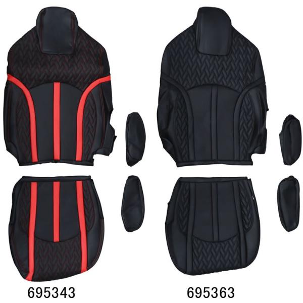 JET DX シートカバー Fit / フィット 運転席側用 黒/赤糸 黒/黒糸 日野 17プロフィ...