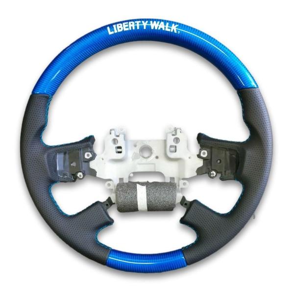 LB-Trucks オリジナル ハンドル ステアリング ブルーカーボン ブルーステッチ レザー調コン...