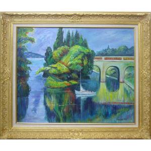 絵画 油絵 青木今陽 肉筆油絵 静物画 オレンジ色の百合 F4 送料無料