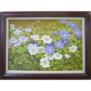 絵画 油絵 田澤禮次 肉筆油絵 静物画 コスモス 花瓶 F10