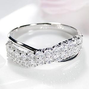 pt900 ダイヤモンド リング H-SIクラス 0.8ct 美しいウェーブラインが