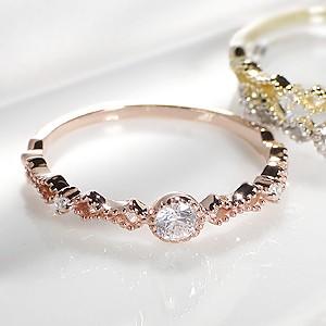 K10YG/WG/PG アンティーク ダイヤモンド リング