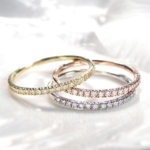 ピンキー対応 K10YG/WG/PG 極細 ダイヤモンド エタニティ リング