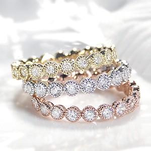 K18YG/WG/PG  0.5ctUP  アンティーク フルエタニティ リング