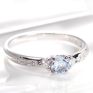 ピンキー対応 送料無料 Pt900 アクアマリン ダイヤモンド リング