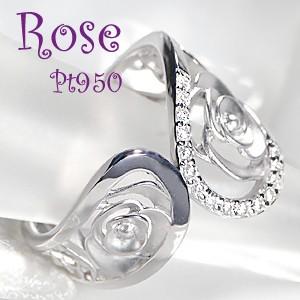Pt950 バラ透かし ダイヤモンド リング : ジュエリーvivid - 通販  