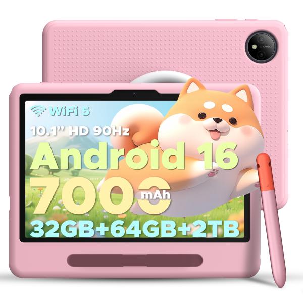 【ケース・タッチペン付き】10.1インチ 子供用タブレット Android16 90Hz IPS液晶...