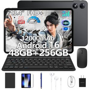 【50%OFF割引】P13 Pro Android16 タブレット 13.4インチ SIMフリー Wi-Fiモデル Gemini AI 48GB+256GB 2TB拡張 120Hz 2.4K 12000mAh Widevine L1