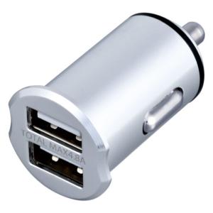 DCアルミパワープラグUA×2 ２台同時充電 USB Type-A （5V/2.4A) ×2ポート カラー:シルバー セイワ F326の商品画像