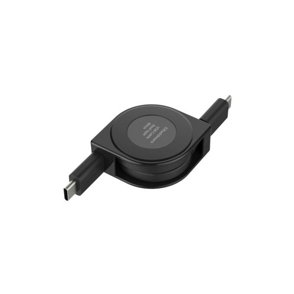 USB充電＆同期ケーブル リール80cm PD60W対応 C-C BK 充電器 コード リール 巻き...