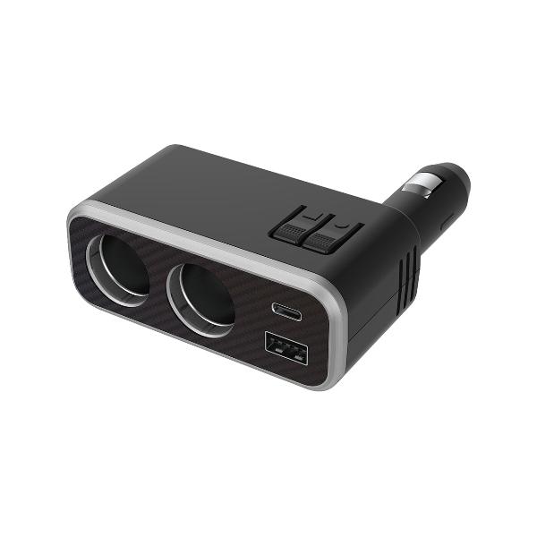 2連ダイレクトソケット PD30W / リバーシブルUSB レインボーライト付き DCソケット 車内...