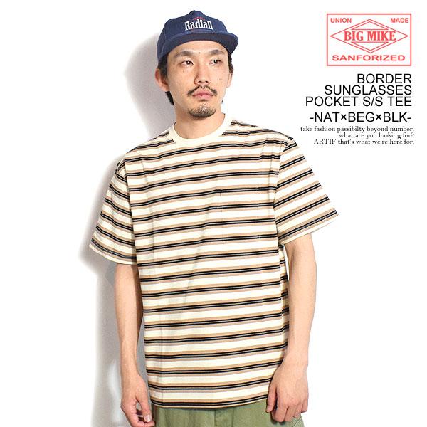 ビッグマイク Tシャツ BIG MIKE BORDER SUNGLASSES POCKET S/S ...