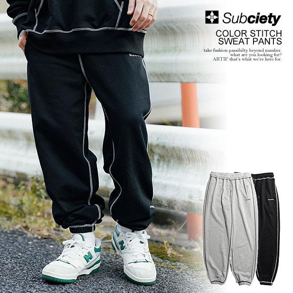 SALE セール サブサエティ パンツ SUBCIETY COLOR STITCH SWEAT PA...