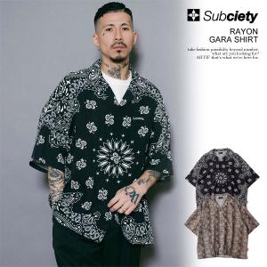 サブサエティ シャツ SUBCIETY RAYON GARA SHIRT subciety メンズ 半袖 オープンカラーシャツ 総柄 送料無料 ストリート｜artif