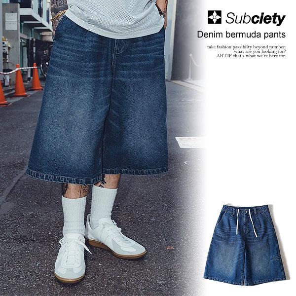 SALE セール サブサエティ ショートパンツ SUBCIETY Denim bermuda pan...