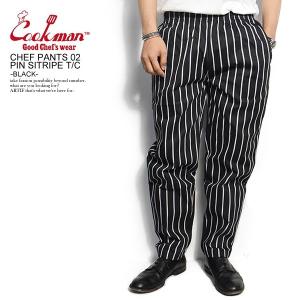 COOKMAN クックマン シェフパンツ CHEF PANTS 02 PIN STRIPE TC BLACK メンズ レディース 男女兼用 イージパンツ コックマン｜artif