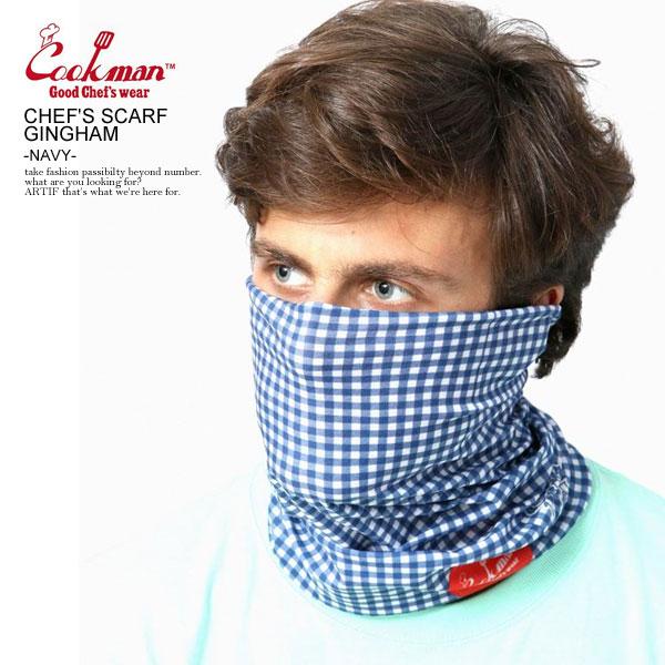 クックマン スカーフ COOKMAN CHEF'S SCARF GINGHAM -NAVY-