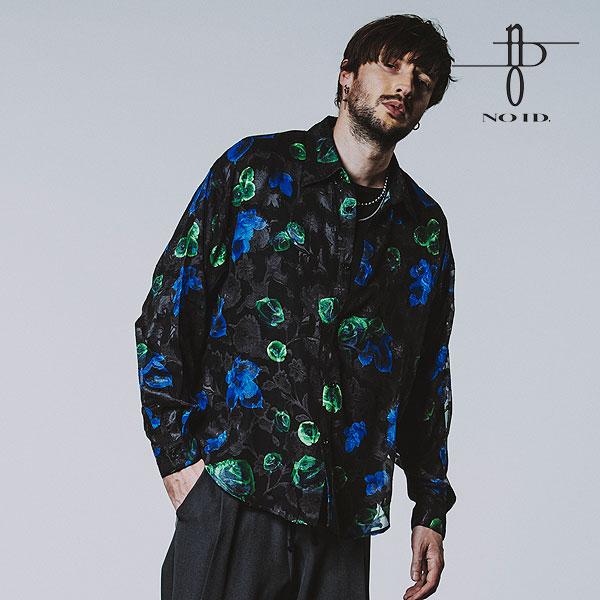 SALE セール ノーアイディー シャツ NO ID. BLACK シアーフラワーBIG-SH メン...
