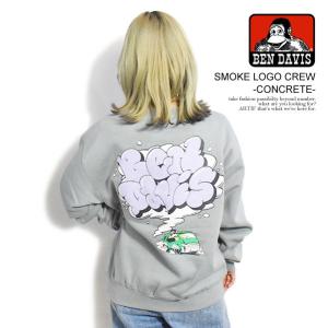 ベンデイビス スウェット BEN DAVIS SMOKE LOGO CREW -CONCRETE- メンズ トレーナー ヘビーウェイト 送料無料 ストリート｜artif