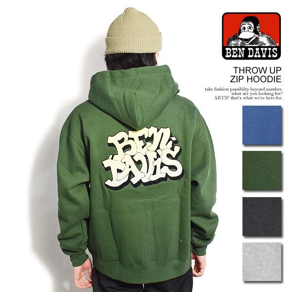 ベンデイビス パーカー BEN DAVIS THROW UP ZIP HOODIE メンズ ジップパ...