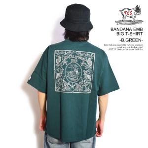 エンドレスサマー Tシャツ The Endless Summer TES BANDANA EMB BIG T-SHIRT -B.GREEN- メンズ 半袖 TES ビッグTシャツ 送料無料｜artif