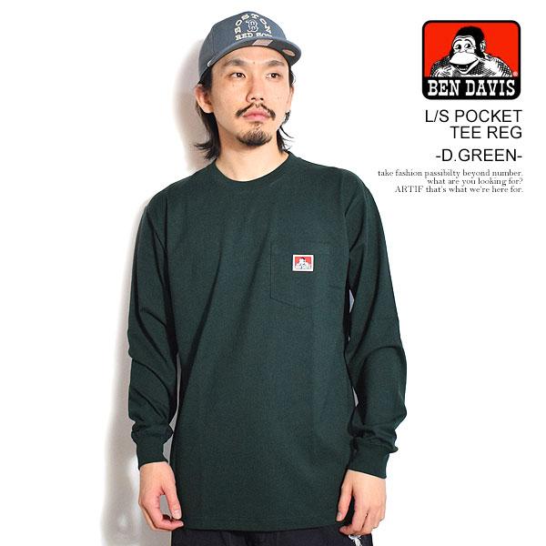 ベンデイビス Tシャツ BEN DAVIS L/S POCKET TEE REG -D.GREEN-...