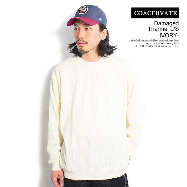 コアセルベート Tシャツ COACERVATE Damaged Tharmal L/S -IVORY...