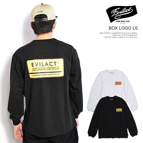 イーブルアクト Tシャツ EVILACT BOX LOGO LS メンズ シャツ ロンT 長袖Tシャ...