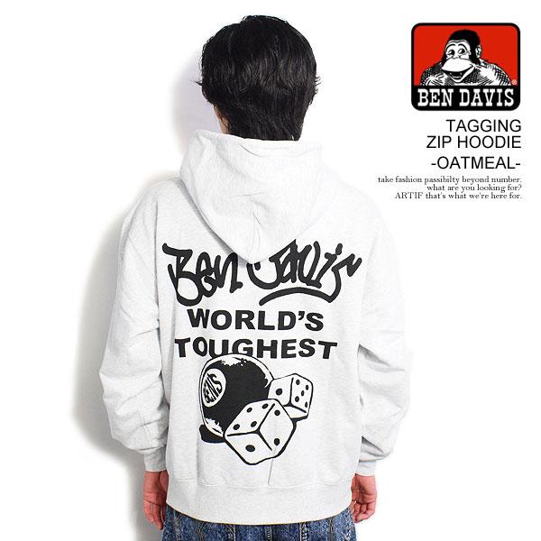 ベンデイビス パーカー BEN DAVIS TAGGING ZIP HOODIE -OATMEAL-...