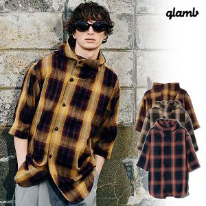 グラム カーディガン glamb Hooded Collar Check Shirts フーデッドカ...