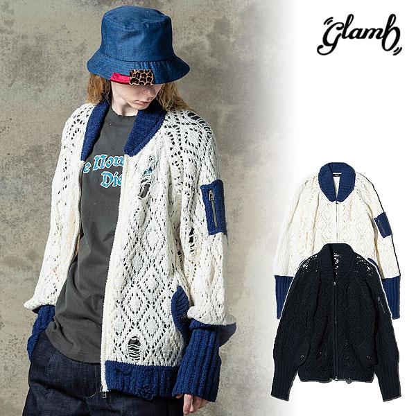 SALE セール グラム ジャケット glamb Openwork Knit MA-1 送料無料