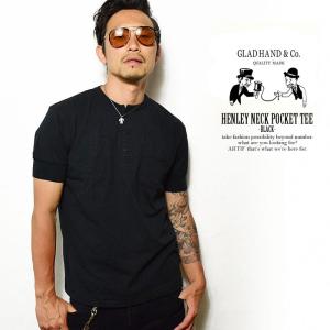 グラッドハンド Tシャツ GLADHAND HENLEY NECK POCKET TEE -BLACK-