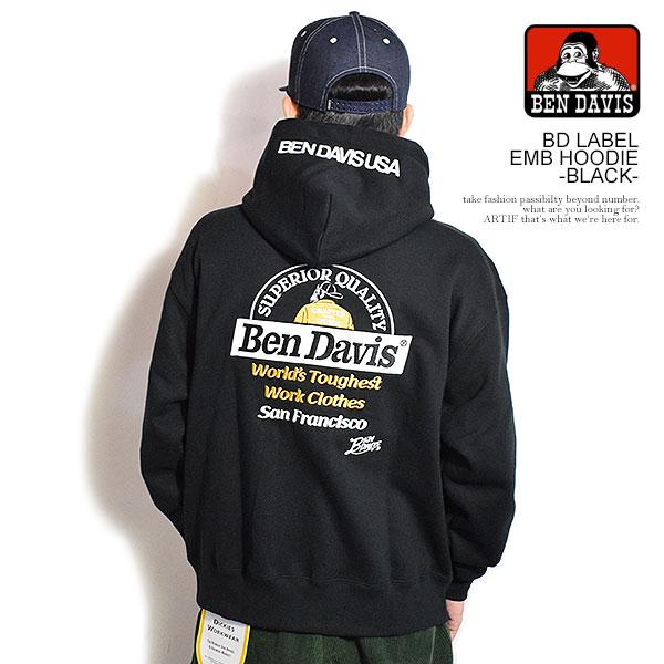 ベンデイビス パーカー BEN DAVIS BD LABEL EMB HOODIE -BLACK- ...