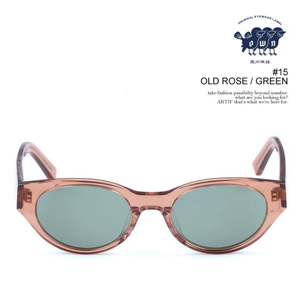 オウン サングラス OWN #15 OLD ROSE / GREEN メンズ メガネ セミオーバルタ...