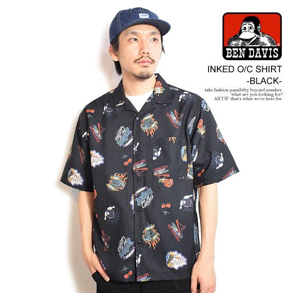 ベンデイビス シャツ BEN DAVIS INKED O/C SHIRT -BLACK- メンズ 半...