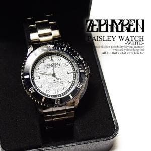 ZEPHYREN ゼファレン 腕時計 ダイバーズウォッチタイプ PAISLEY WATCH WHITE メンズ おしゃれ｜artif